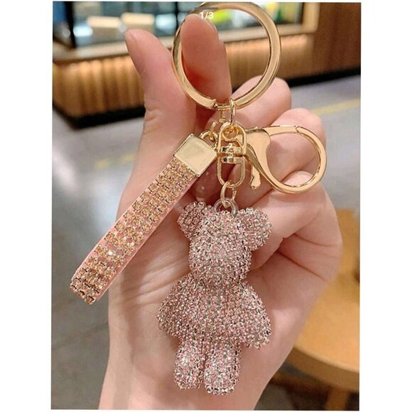 Trendy Rhinestone-embedded Bear Shaped Keychain For Women - Picture 1 of 4